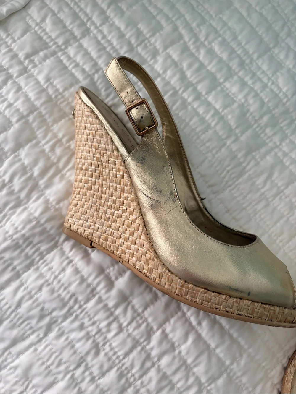 Lilly Pulitzer Metallic Gold Peep-Toe Slingback Heels